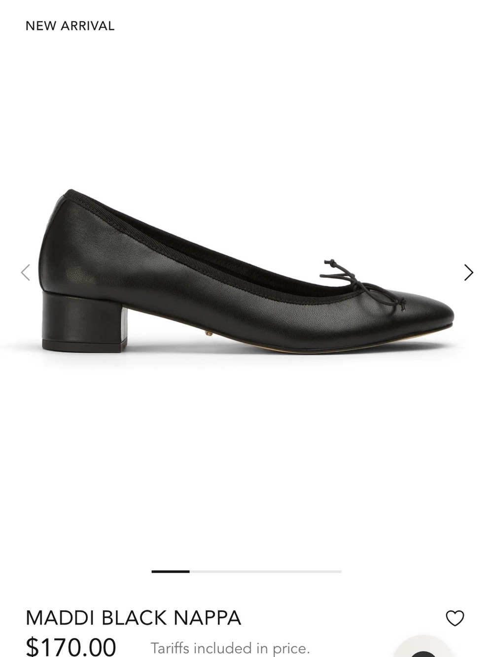 Tony Bianco Black Nappa Low Block Heel Ballet Pump